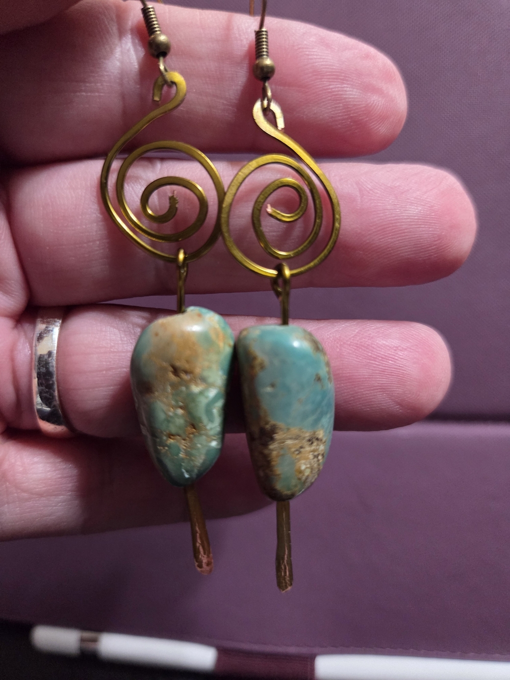 Handcrafted Turquoise Stone Drop Earrings by